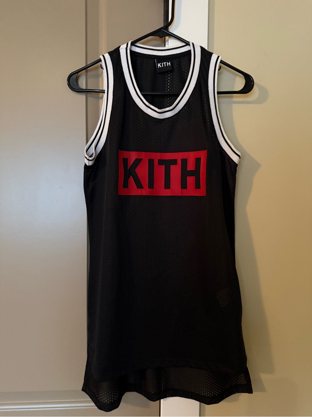 Kith Black Mesh Tank with Red Box Logo